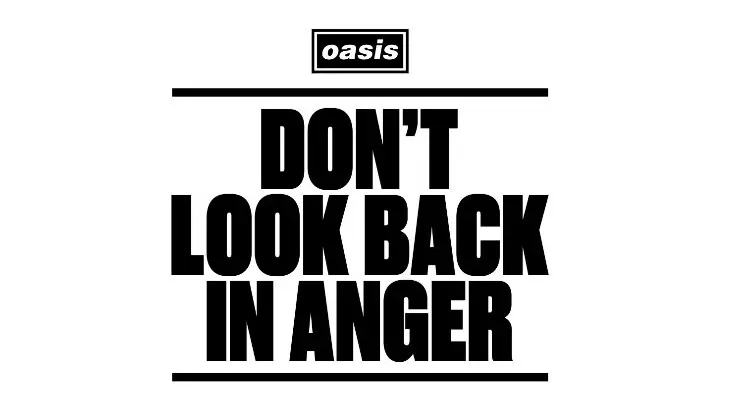 The title card for Oasis: Don't Look Back in Anger, showing the Oasis logo above the title in black lettering on white